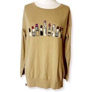 Markus Lupfer sequin lipstick merino wool sweater sz S